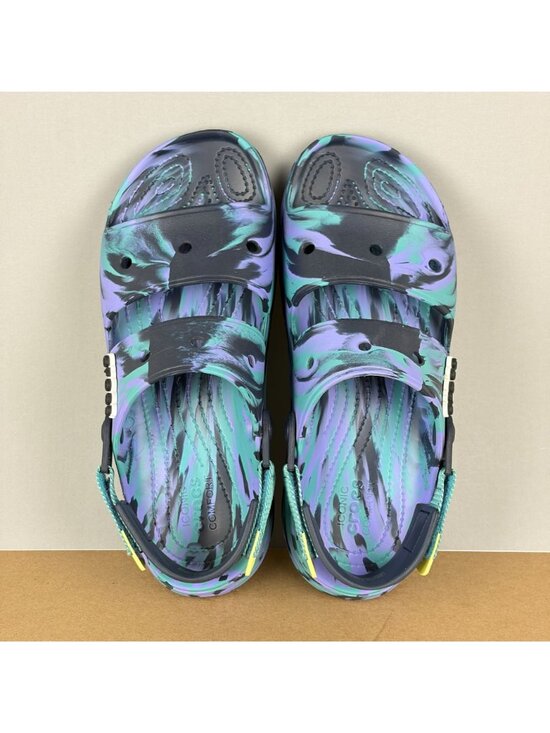 Crocs All Terrain Marbled Sandals Mens 12 Purple Teal Adjustable Sport Casual